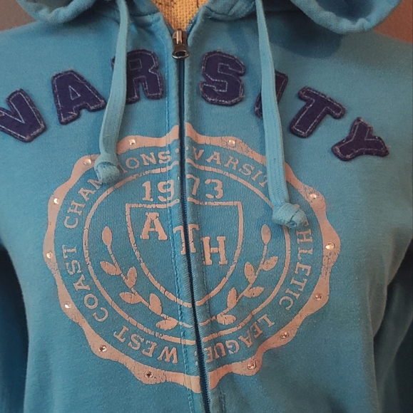 Moschino Blue Hoodie with front zipper and a Hoodie. Size Sm/med can fit a med 2 - Picture 2 of 13